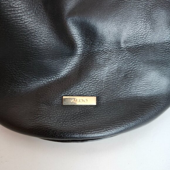 ADORABLE ALDO Mini Bucket Bag Black Gold Tone Key and Hardware - Picture 4 of 10